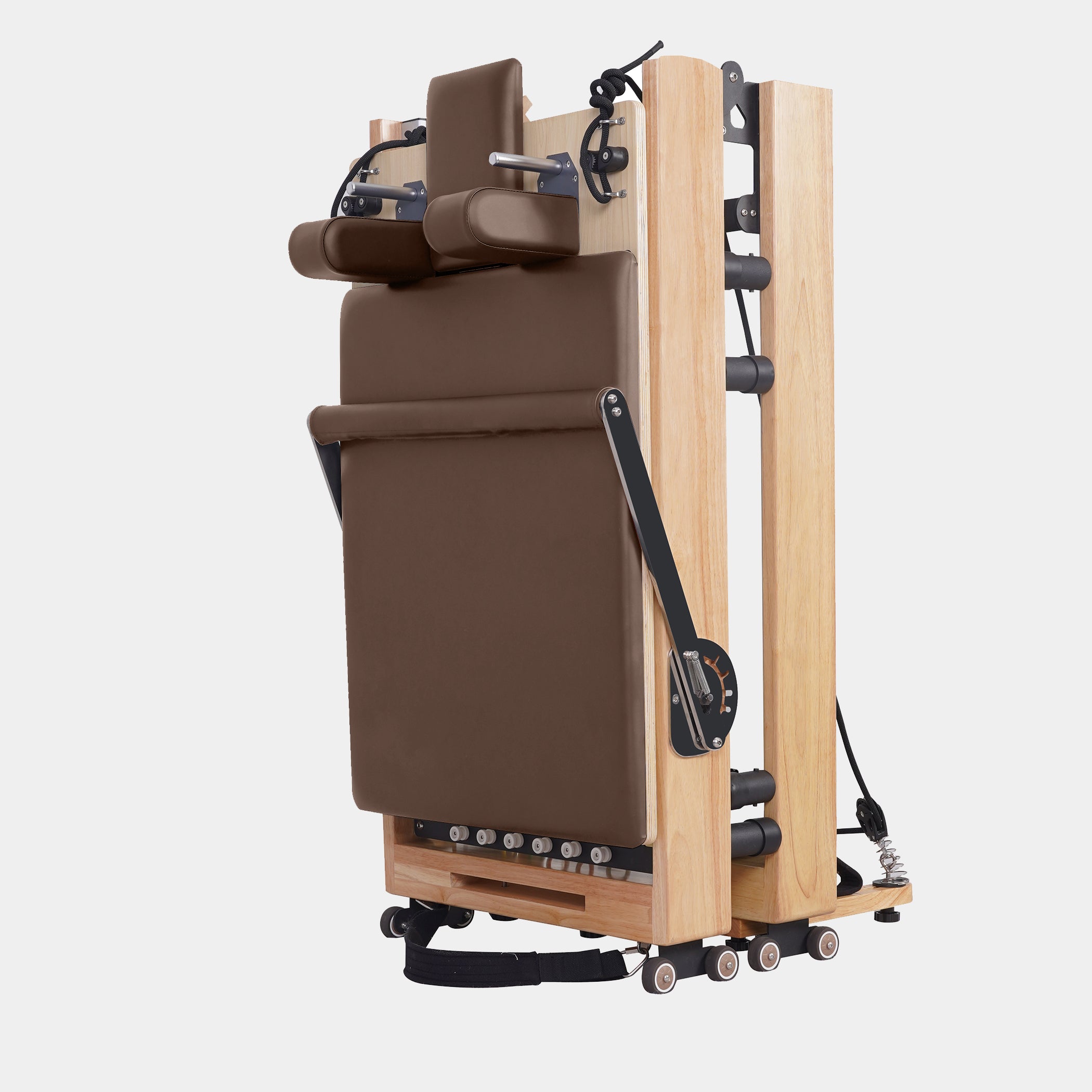 BR Oak Foldable Pilates Reformer – Studio-Level Foldable Reformer Mocha