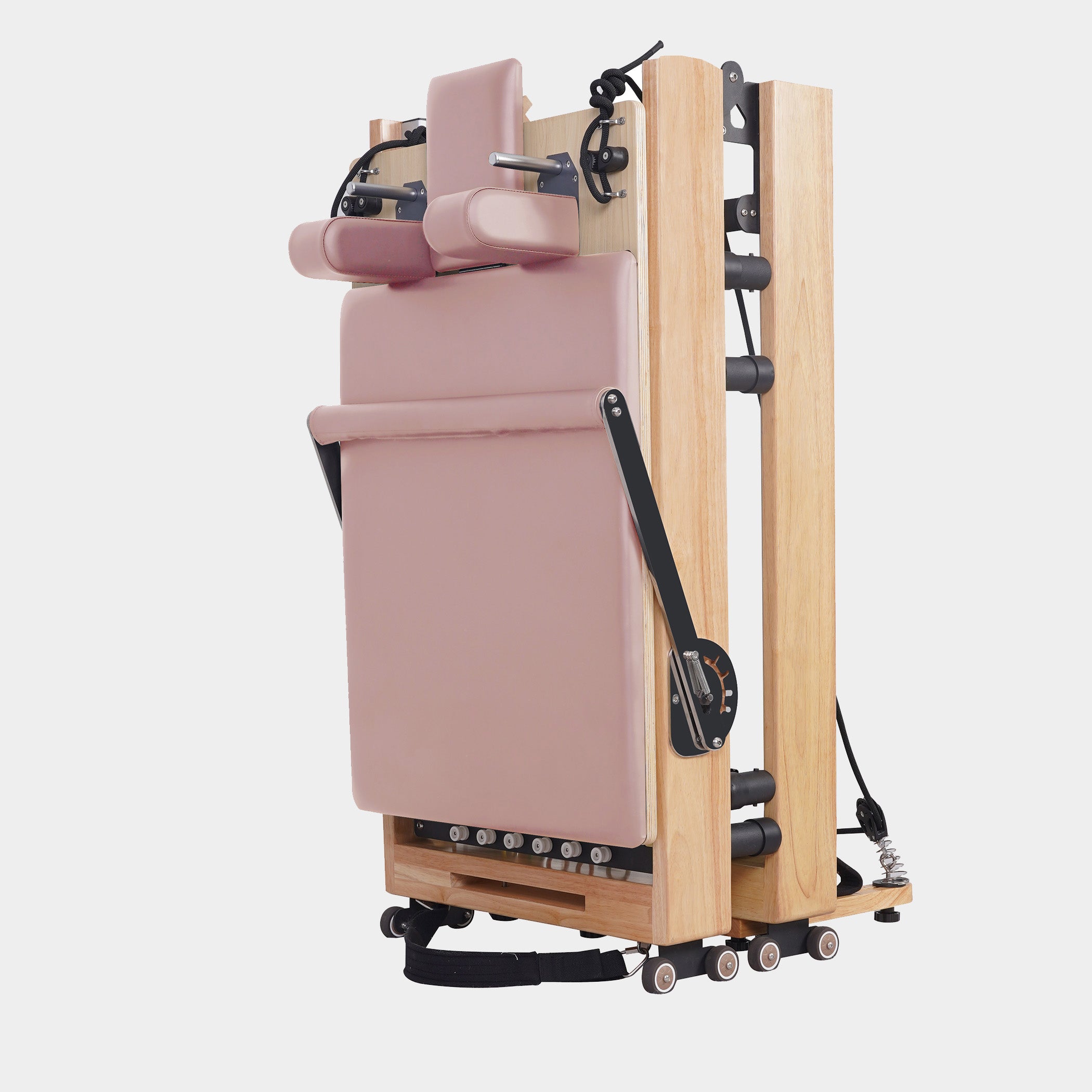 BR Oak Foldable Pilates Reformer – Studio-Level Foldable Reformer Pink