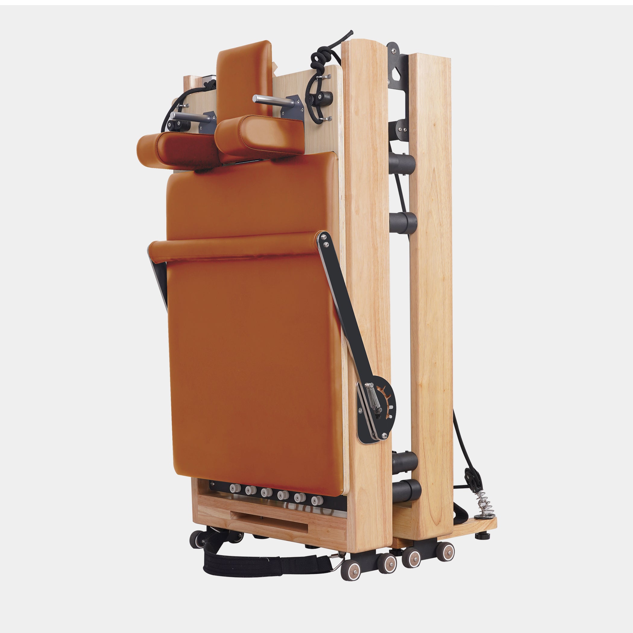 BR Oak Foldable Pilates Reformer – Studio-Level Foldable Reformer Orange