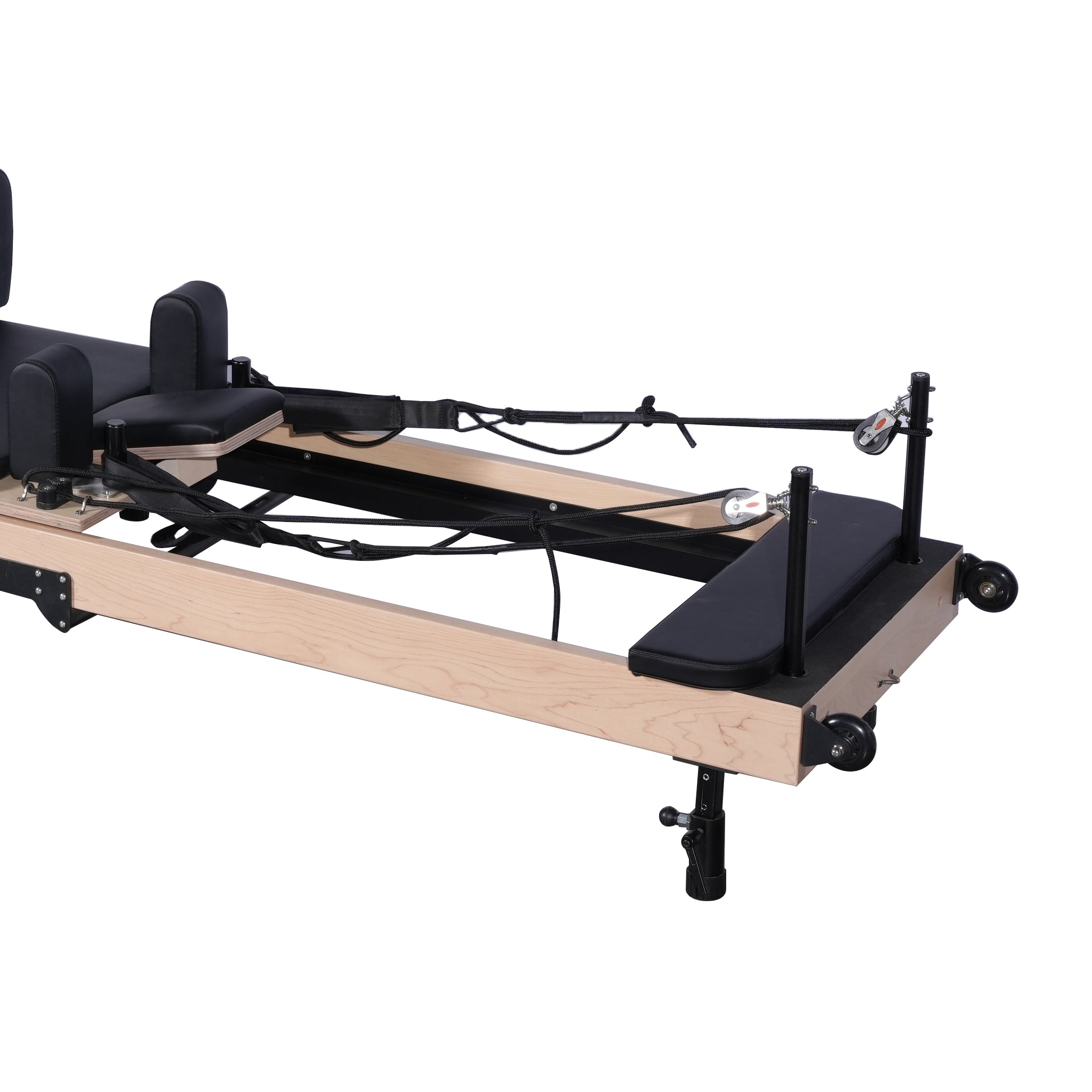 Foldable Maple Pilates Reformer with Adjustable Legs