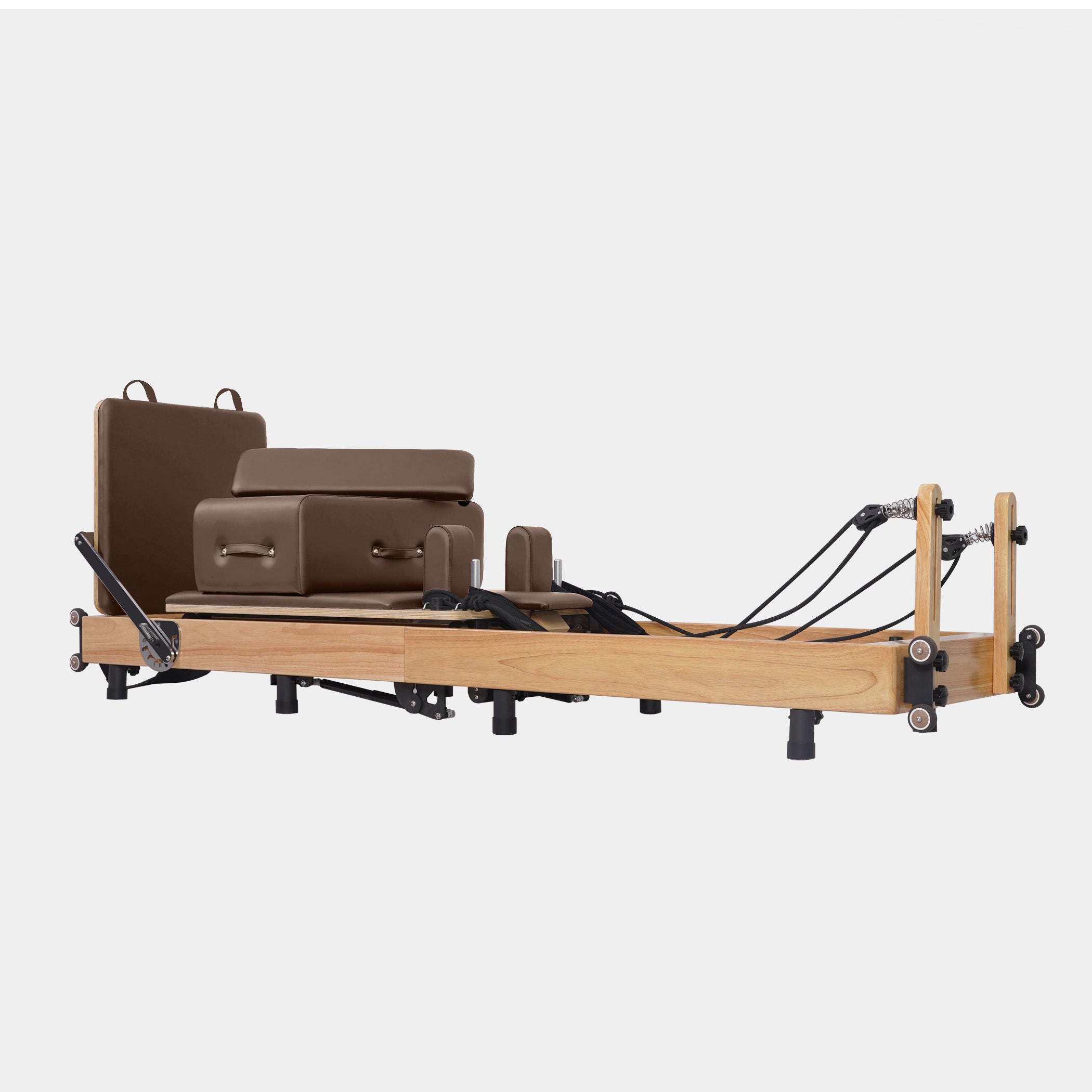 BR Oak Foldable Pilates Reformer – Studio-Level Foldable Reformer Mocha
