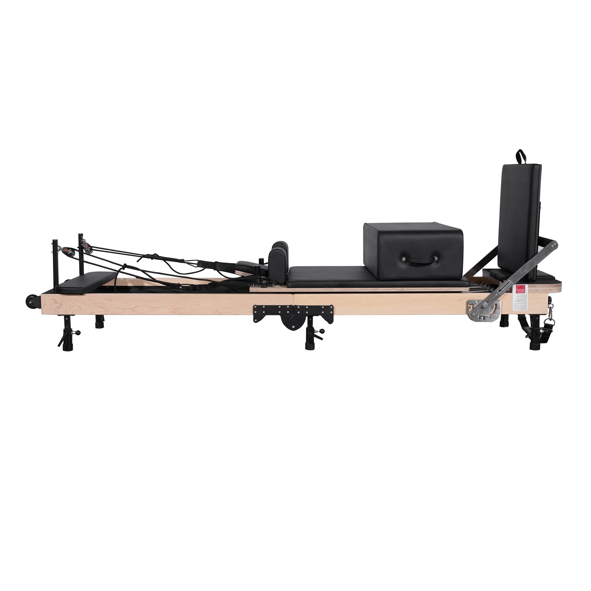 Foldable Maple Pilates Reformer with Adjustable Legs