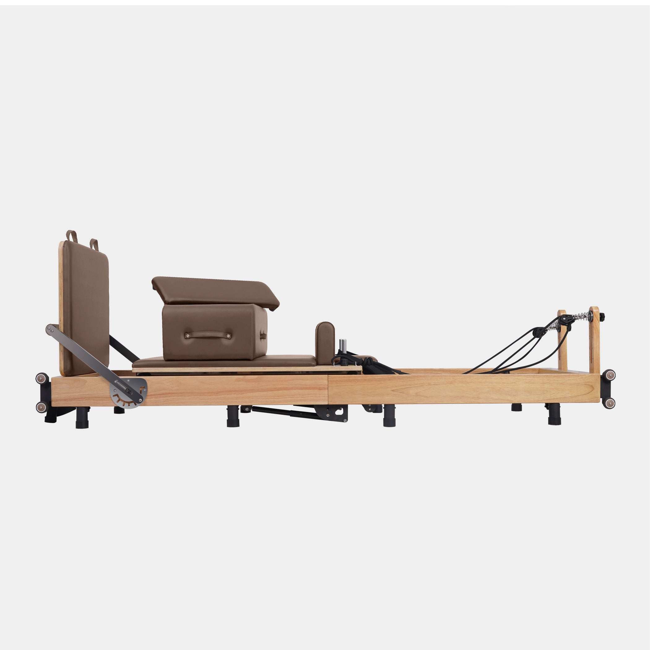 BR Oak Foldable Pilates Reformer – Studio-Level Foldable Reformer Mocha