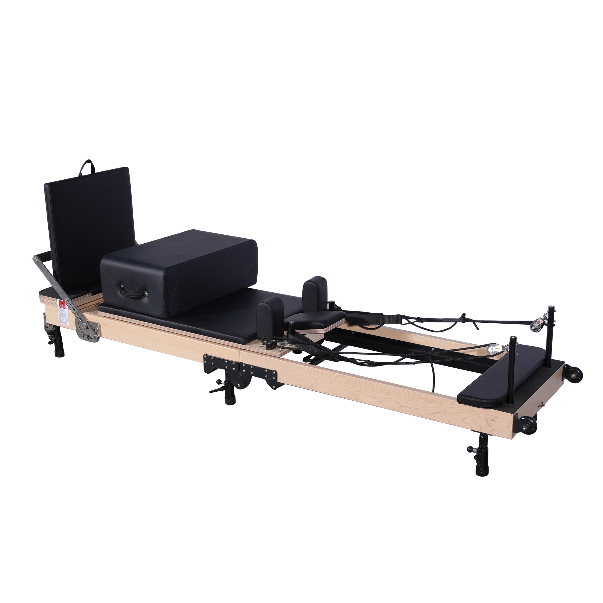 Foldable Maple Pilates Reformer with Adjustable Legs