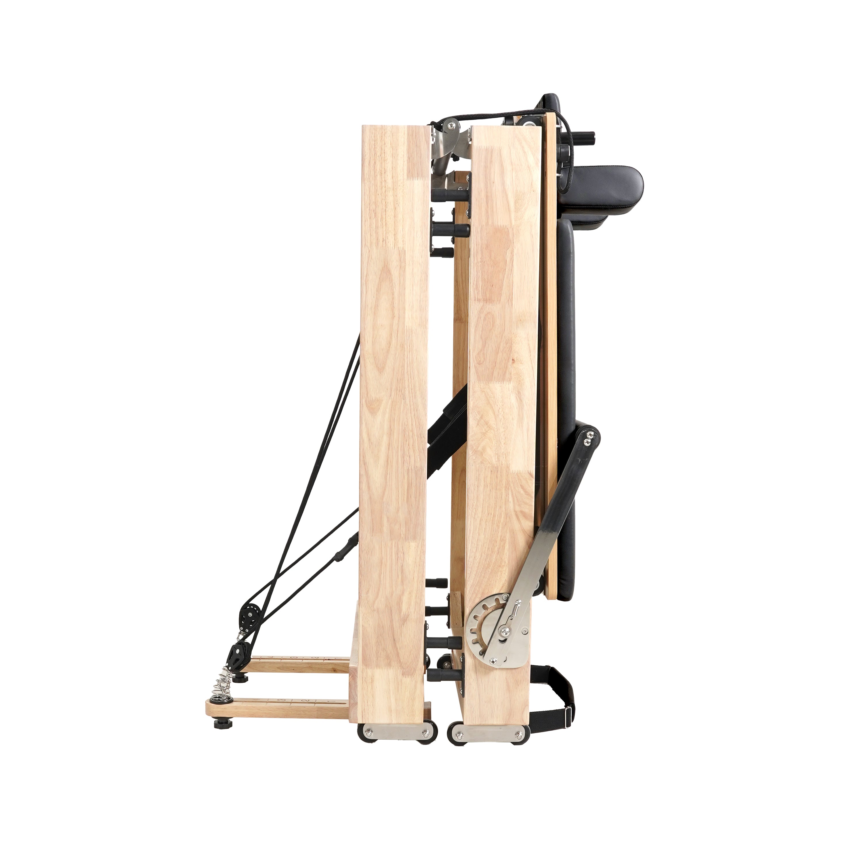 Oak Foldable Pilates Reformer – Space-Saving,