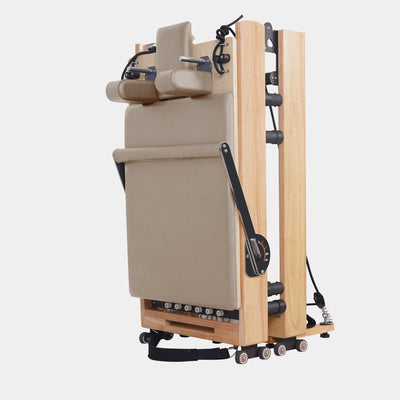BR Oak Foldable Pilates Reformer – Studio-Level Foldable Reformer Latte Tone