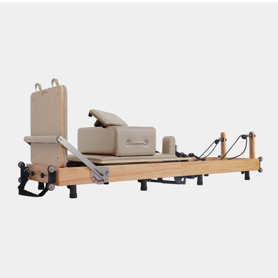 BR Oak Foldable Pilates Reformer – Studio-Level Foldable Reformer Latte Tone