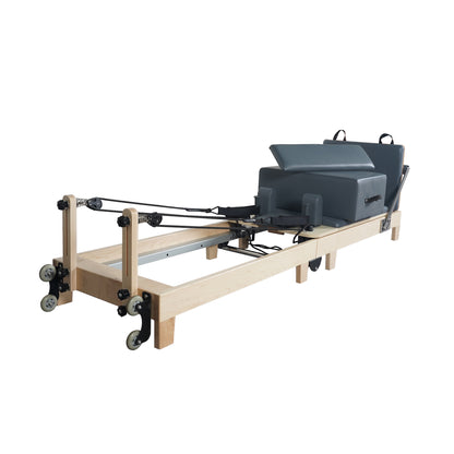 Foldable Maple Wood Pilates Reformer with Solid Wood Legs