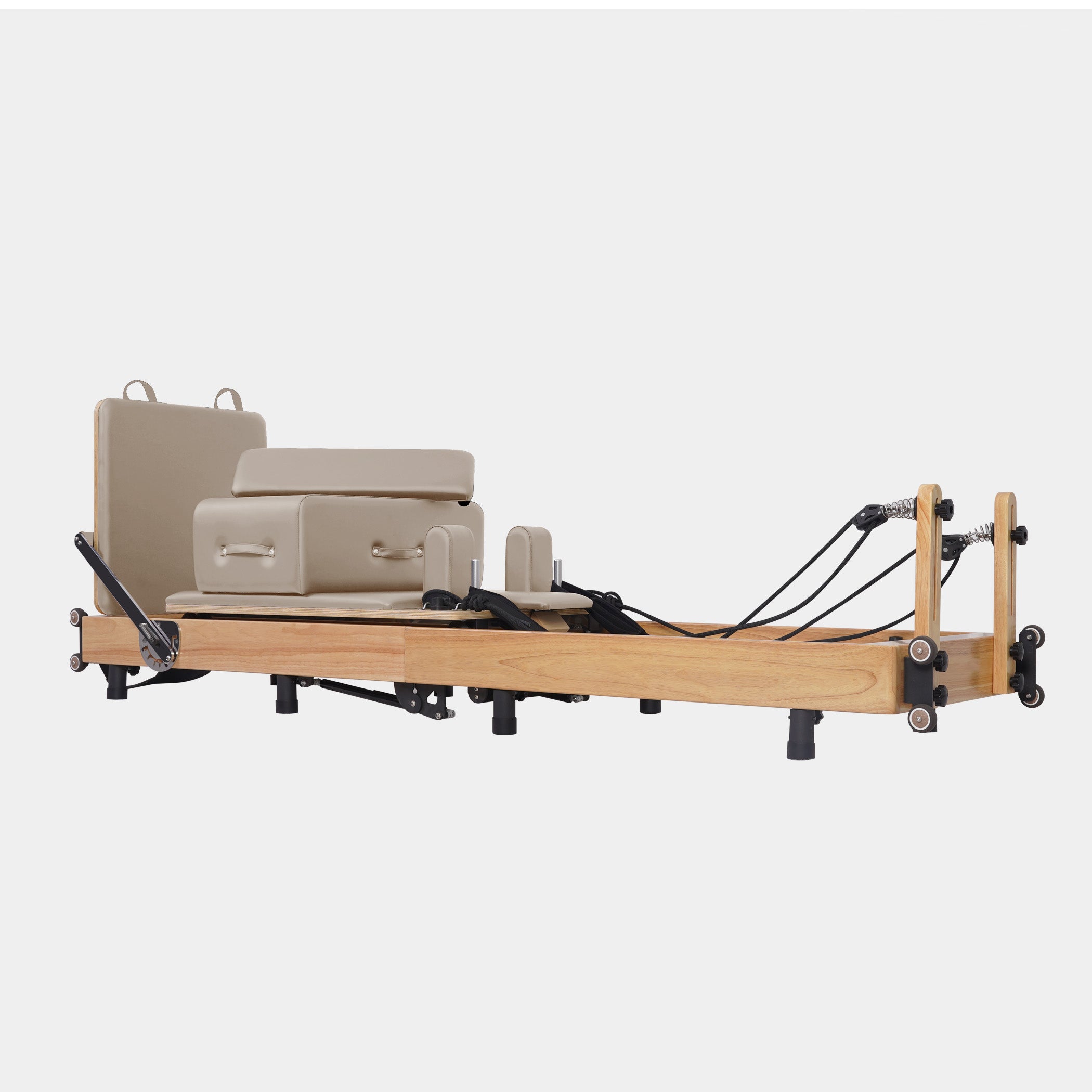 BR Oak Foldable Pilates Reformer – Studio-Level Foldable Reformer Latte Tone