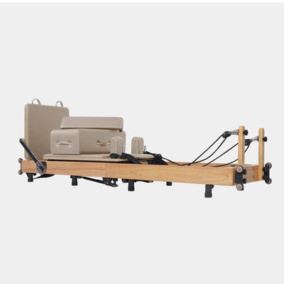 BR Oak Foldable Pilates Reformer – Studio-Level Foldable Reformer Latte Tone