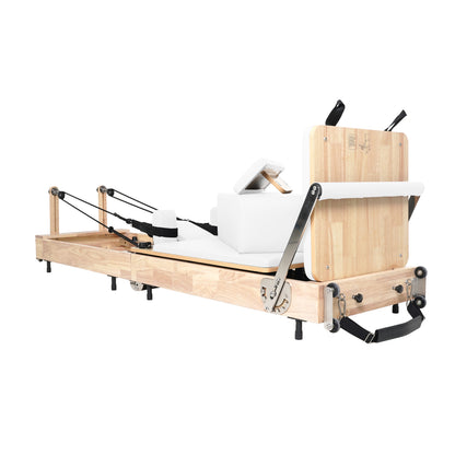 Oak Foldable Pilates Reformer – Space-Saving,