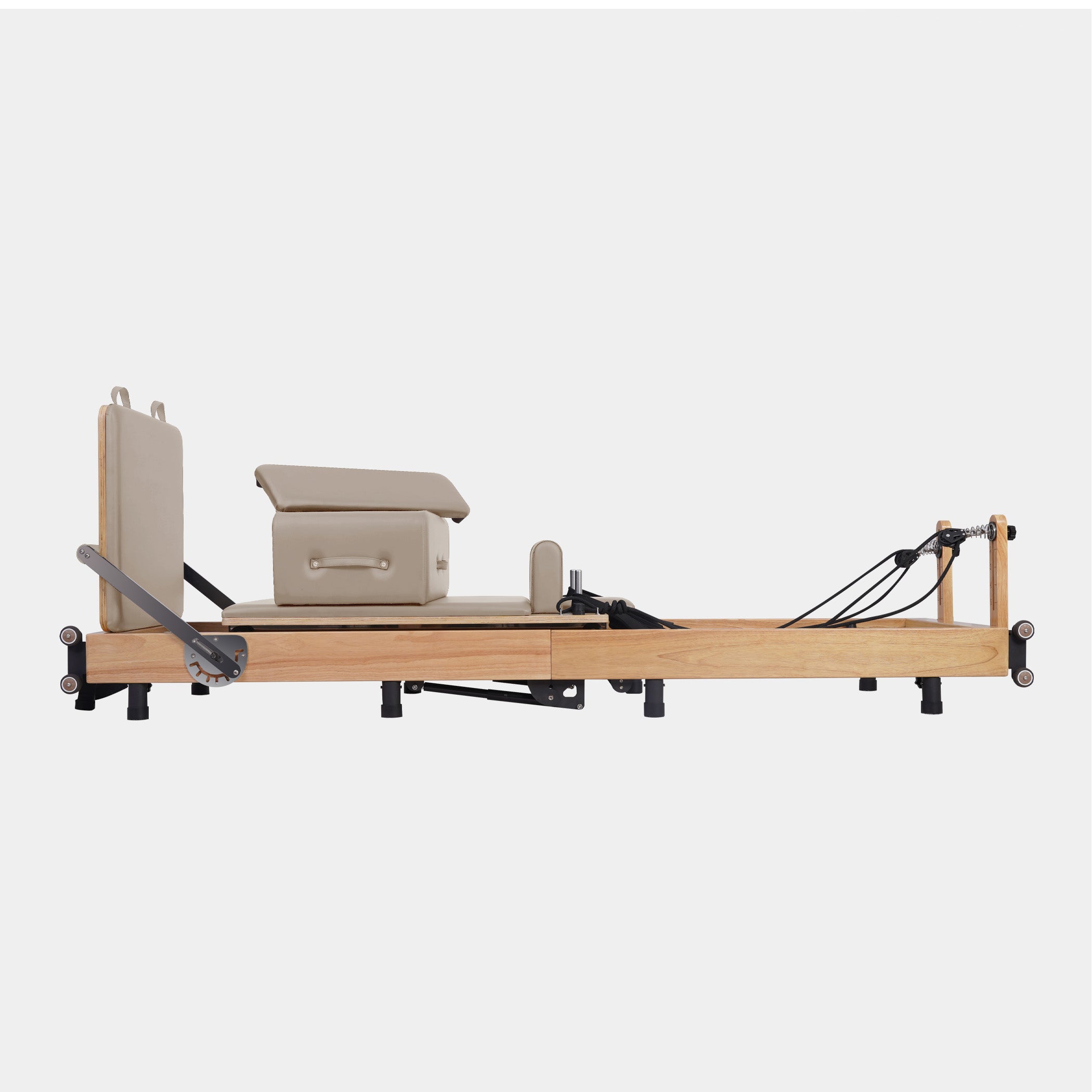 BR Oak Foldable Pilates Reformer – Studio-Level Foldable Reformer Latte Tone