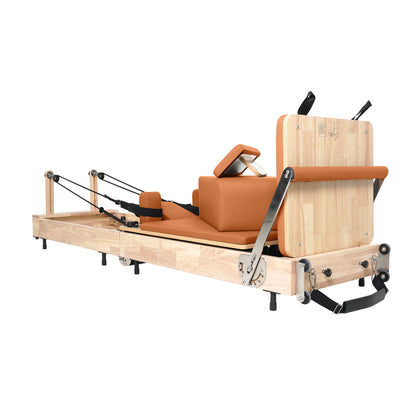 Oak Foldable Pilates Reformer – Space-Saving,