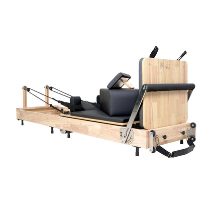 Oak Foldable Pilates Reformer – Space-Saving,