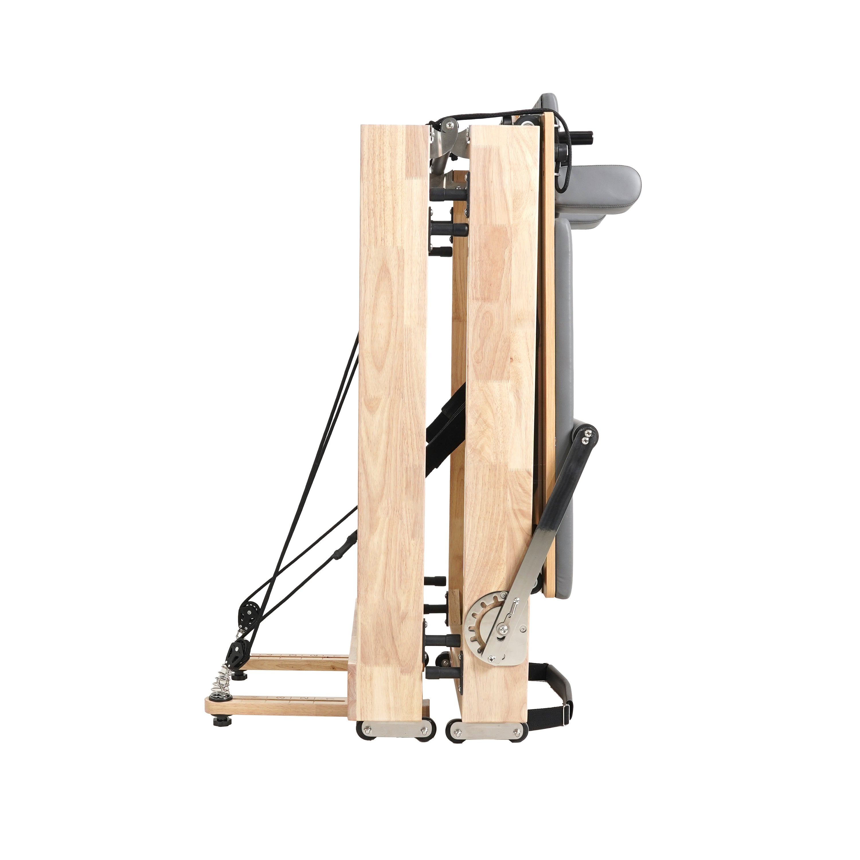 Oak Foldable Pilates Reformer – Space-Saving,