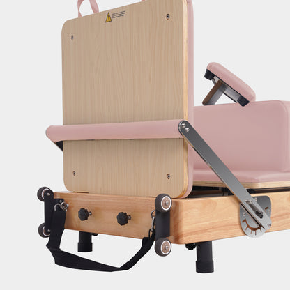 BR Oak Foldable Pilates Reformer – Studio-Level Foldable Reformer Pink
