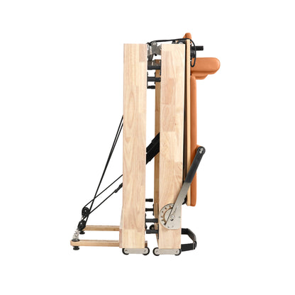 Oak Foldable Pilates Reformer – Space-Saving,