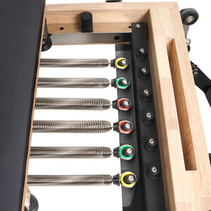 Oak Foldable Pilates Reformer – Space-Saving,