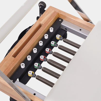 BR Oak Foldable Pilates Reformer – Studio-Level Foldable Reformer White