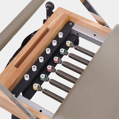 BR Oak Foldable Pilates Reformer – Studio-Level Foldable Reformer Latte Tone